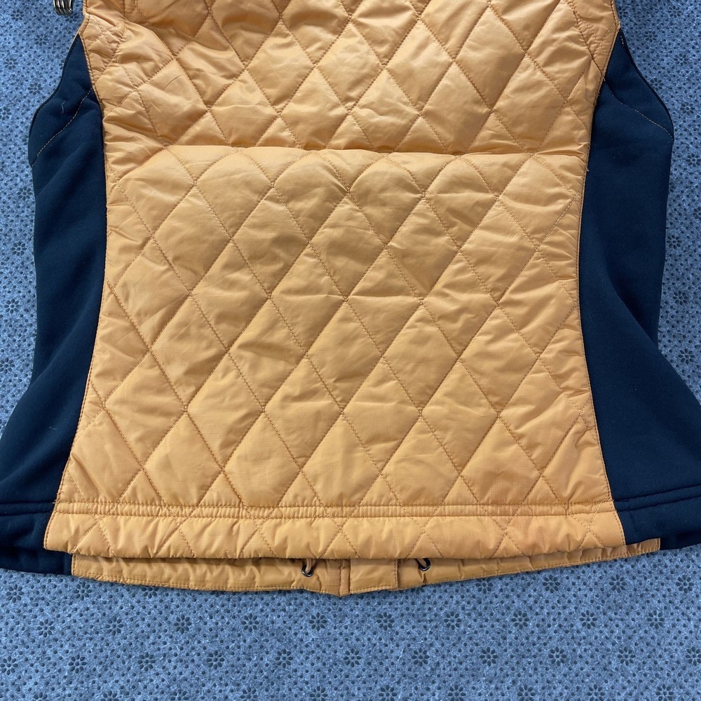 Marmot Womens S Quilted Full Zip Vest Mustard Yellow Black Stretch Side Panels - Picture 8 of 11